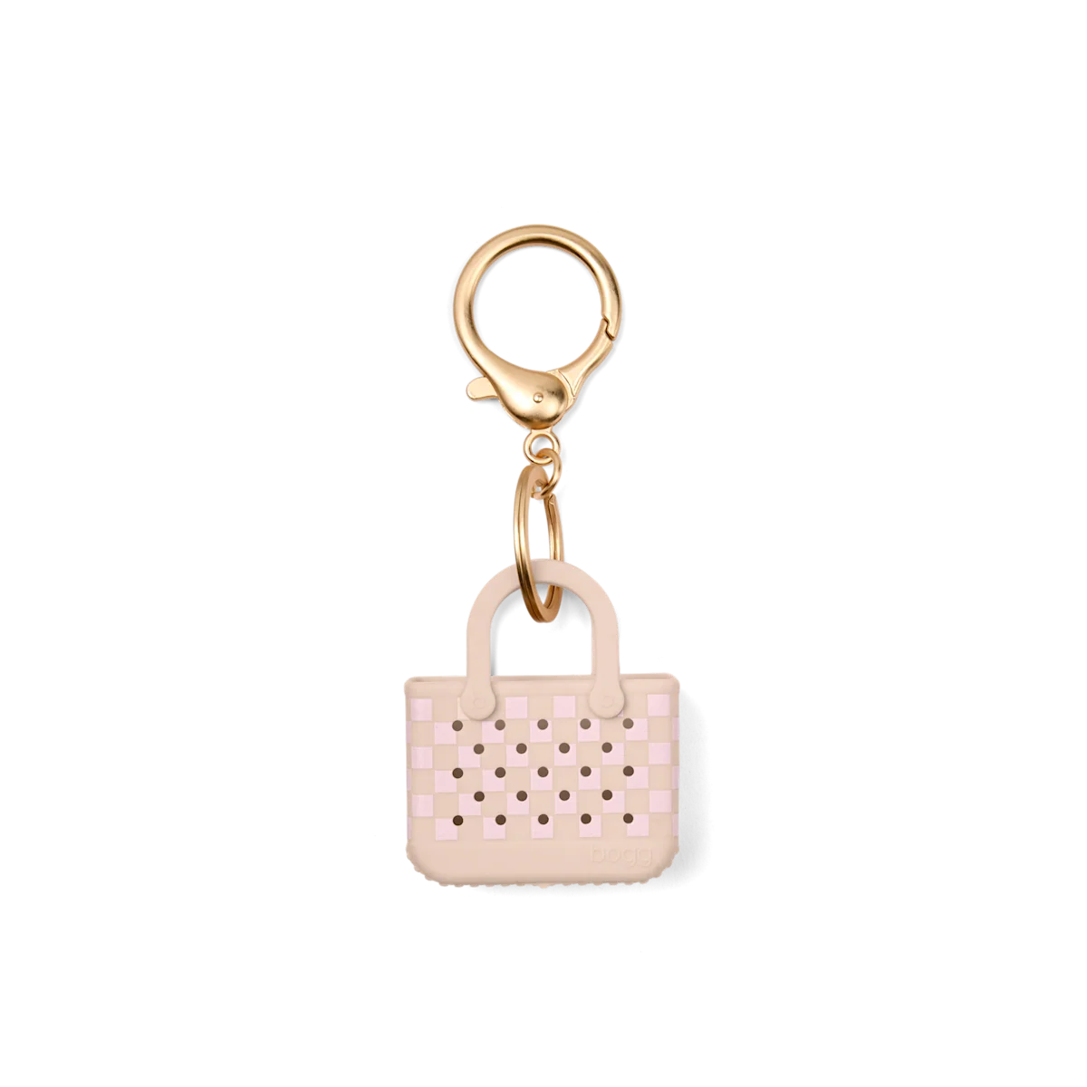 Tiny Tote Keychain - Checkered Linen/ Pink Marshmallow